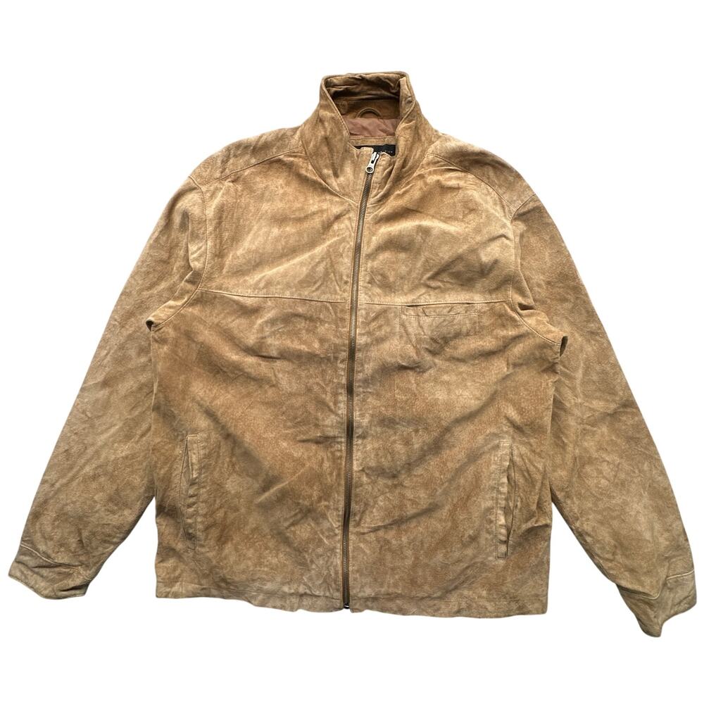 Metropolitan View Suede Leather Jacket Medium Lined Brown Full Zip Lined